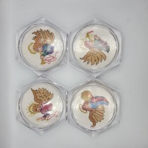 Vintage Cross-stitch Angel Clear Acrylic Coasters - Set of 4